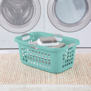 Sterilite Ultra 2 Bushel Plastic Stackable Laundry Basket Bin, Aqua (12 Pack)