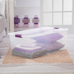 Sterilite 110 Qt ClearView Latch Storage Box, Stackable Bin w/ Latch Lid, 4-Pack