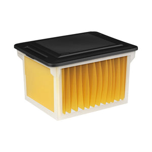 Sterilite File Box, Document Filing Storage Bin with Lid, Clear/Black, 4 Pack