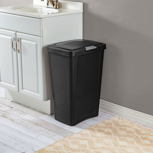 Sterilite 13 Gallon TouchTop Wastebasket with Titanium Latch, Black (4 Pack)