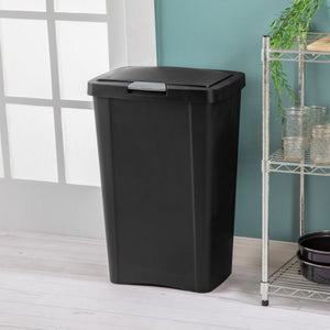 Sterilite 13 Gallon TouchTop Wastebasket with Titanium Latch, Black (12 Pack)