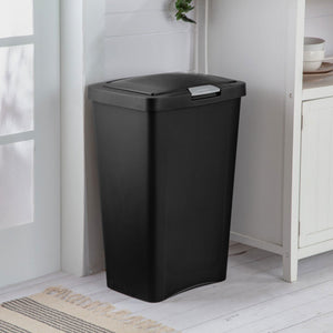 Sterilite 13 Gallon TouchTop Wastebasket with Titanium Latch, Black (4 Pack)
