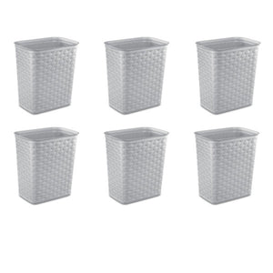 Sterilite 3.4 Gallon/13 Liter Decorative Weave Wastebasket, Cement (6 Pack)