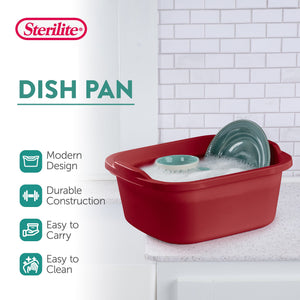 Sterilite Large Multi Function Home 12 Qt Sink Dish Washing Pan, Red (24 Pack)