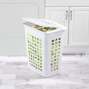 Sterilite Rectangular LiftTop Plastic Laundry Hamper Basket Bin w/ Lid (12 Pack)