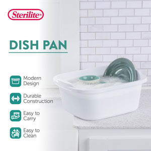 Sterilite 12 Quart Durable Reinforced Plastic Kitchen Dishpan w/ Handles, 8 Pack