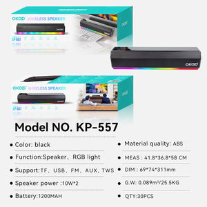 KP-557 Bluetooth Speaker With RGB Colorful Lights Home Soundbar With Wireless Bluetooth Deep Bass High-Fidelity Surround Sound And Card Playback Support