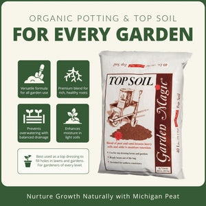 Michigan Peat Garden Magic Organic Planting Potting Top Soil Blend, 40 Pound Bag - TRAPSKI