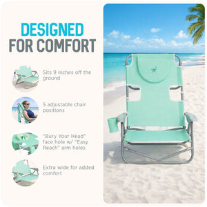 Ostrich The Heavy-Duty Backpacker Portable Reclining Beach Camping Chair, Teal