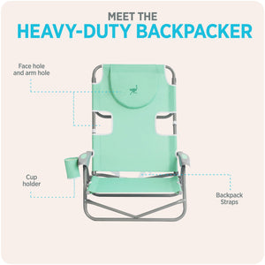 Ostrich The Heavy-Duty Backpacker Portable Reclining Beach Camping Chair, Teal