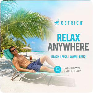 Ostrich The Original Chaise Lounge, Facedown Beach Pool Tanning Chair, Teal - TRAPSKI