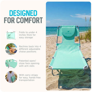 Ostrich The Original Chaise Lounge, Facedown Beach Pool Tanning Chair, Teal - TRAPSKI