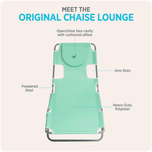 Ostrich The Original Chaise Lounge, Facedown Beach Pool Tanning Chair, Teal - TRAPSKI