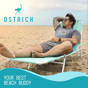 Ostrich Chaise Sunbathing Poolside Beach Chair with Recliner Lounge Chair, Teal - TRAPSKI