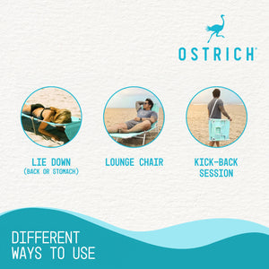 Ostrich Chaise Lounge Folding Sunbathing Recliner Beach Chair, Teal (2 Pack)