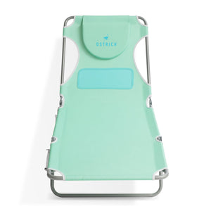 Ostrich Chaise Lounge Folding Sunbathing Poolside Beach Chair, Teal (2 Pack)