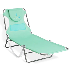 Ostrich The Ladies Comfort Lounger, Foldable Beach Pool Tanning Chair, Teal - TRAPSKI