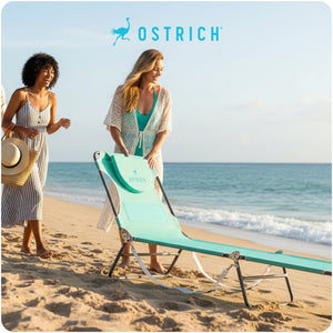 Ostrich The Ladies Comfort Lounger, Foldable Beach Pool Tanning Chair, Teal - TRAPSKI