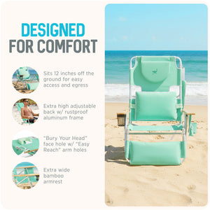 Ostrich The Deluxe 3N1 Lightweight Outdoor Beach Lounge Chair w/ Footrest, Teal - TRAPSKI