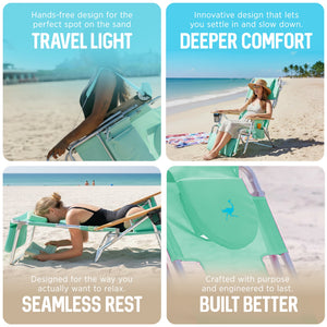 Ostrich The Deluxe 3N1 Lightweight Outdoor Beach Lounge Chair w/ Footrest, Teal