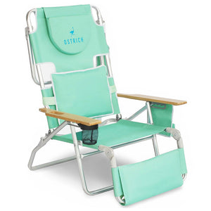 Ostrich The Deluxe 3N1 Lightweight Outdoor Beach Lounge Chair w/ Footrest, Teal