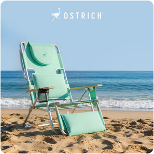 Ostrich The Deluxe 3N1 Lightweight Outdoor Beach Lounge Chair w/ Footrest, Teal