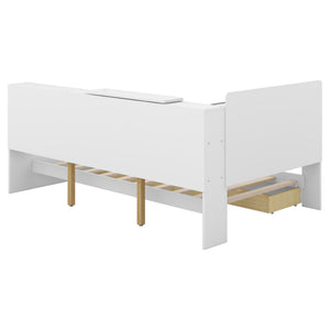 Platform Bed With Storage Headboard, Shelves And 2 Drawers