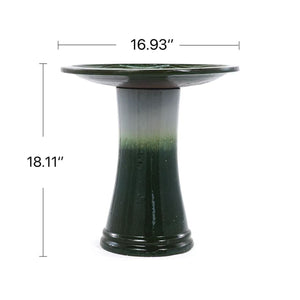 17" Ceramic Bird Bath for Outside, Elegant Tall Outdoor Bird Bath