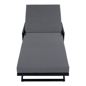 Black Iron Outdoor Chaise Lounge with Mixed Rope