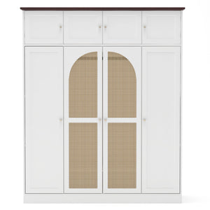8 Door Armoire Wardrobe with Adjustable Shelves and Hanging Rod