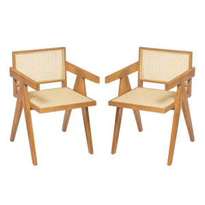 Chandigarh Arm Dining Chair With Natural Cane Design (Set of 2)