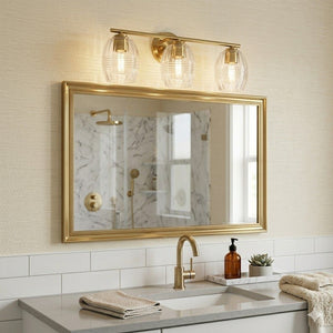 Luster - 3 Lights Vanity With Clear For Bathrooms Above Mirror Wall Lamp Satin - Clear / Gold