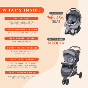 Baby Trend Sky View Plus Folding Infant Carseat Stroller Travel System, Bluebell