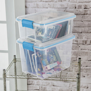 Sterilite 12 Qt Plastic Storage Bin Container Clear Gasket Sealed Box, (18 Pack)