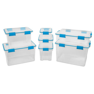 Sterilite 12 Qt Plastic Storage Bin Container Clear Gasket Sealed Box, (6 Pack) - TRAPSKI