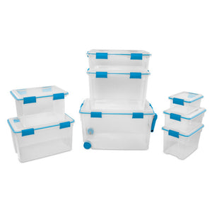 Sterilite 12 Qt Plastic Storage Bin Container Clear Gasket Sealed Box, (18 Pack)