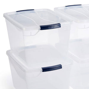 Rubbermaid Cleverstore 32 Quart Plastic Storage Tote Container with Lid (6 Pack)
