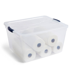Rubbermaid Cleverstore 74 Qt Latching Plastic Storage Container & Lid (4 Pack)