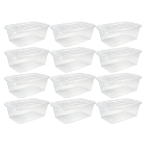 Rubbermaid 6 Qt Clear Plastic Indoor Storage Tub Tote Container & Lid, 12 Pack