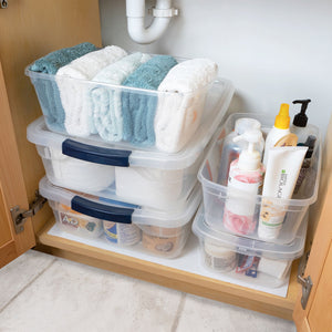 Rubbermaid 6 Qt Clear Plastic Indoor Storage Tub Tote Container & Lid, 12 Pack