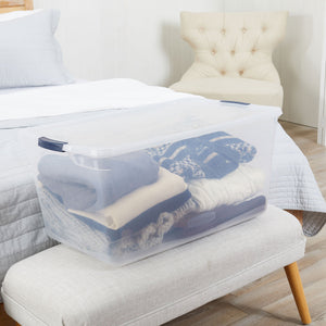 Rubbermaid Cleverstore 95 Quart Clear Plastic Storage Container & Lid, (4 Pack)