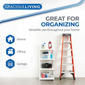 Gracious Living 4 Shelf Fixed Height Light Duty Storage Unit, White (4 Pack)