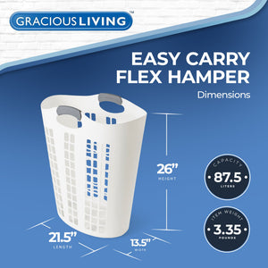 Gracious Living Easy Carry Flex Hamper, Ventilated Laundry Basket with Handles