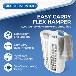 Gracious Living Easy Carry Flex Hamper, Ventilated Laundry Basket with Handles