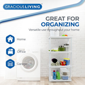 Gracious Living 4 Shelf Knect-A-Shelf Fixed Height Light Duty Storage Unit,White