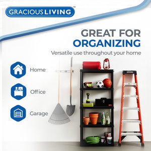 Gracious Living 5 Shelf Knect-A-Shelf Ventilated Heavy Duty Storage Unit, Black