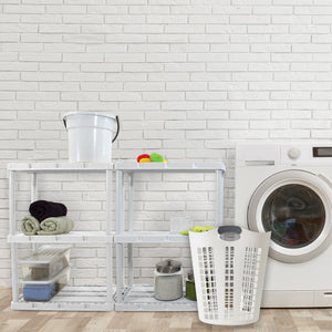 Gracious Living Easy Carry Flex Hamper, Ventilated Laundry Basket with Handles