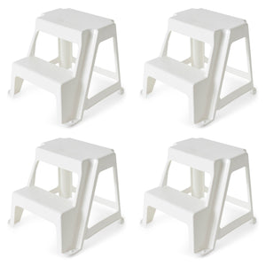 Gracious Living 16-Inch Plastic Two Step Home & Kitchen Stool, White (4 Pack)