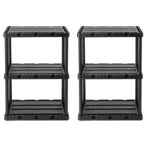 Gracious Living 3 Shelf Knect-A-Shelf Solid Light Duty Storage Unit, Black 2Pack