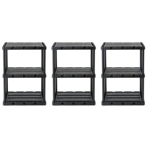 Gracious Living 3 Shelf Knect-A-Shelf Solid Light Duty Storage Unit, Black 3Pack